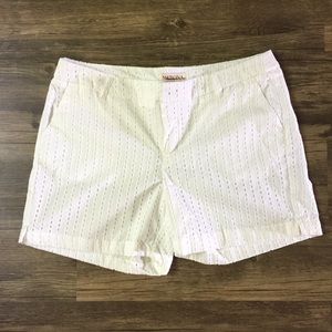 White Cutout shorts with 3.5” inseam
